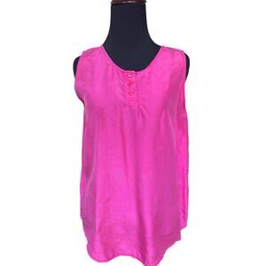 Hot Pink Silk Tank Top Minimalist Luxe Sleeveless Blouse Flowy Chic